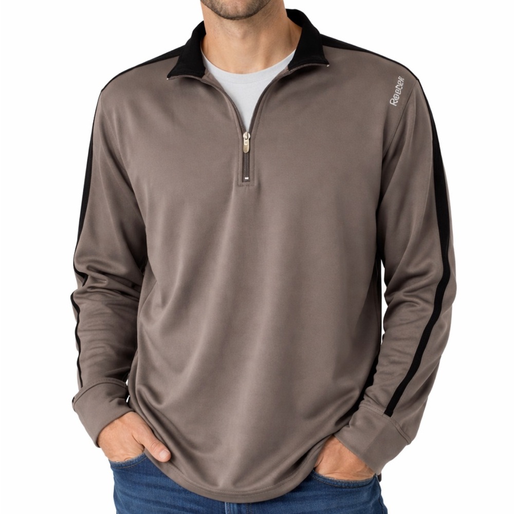 Reebok men’s gray quarter zip pullover style long sleeve workout shirt medium